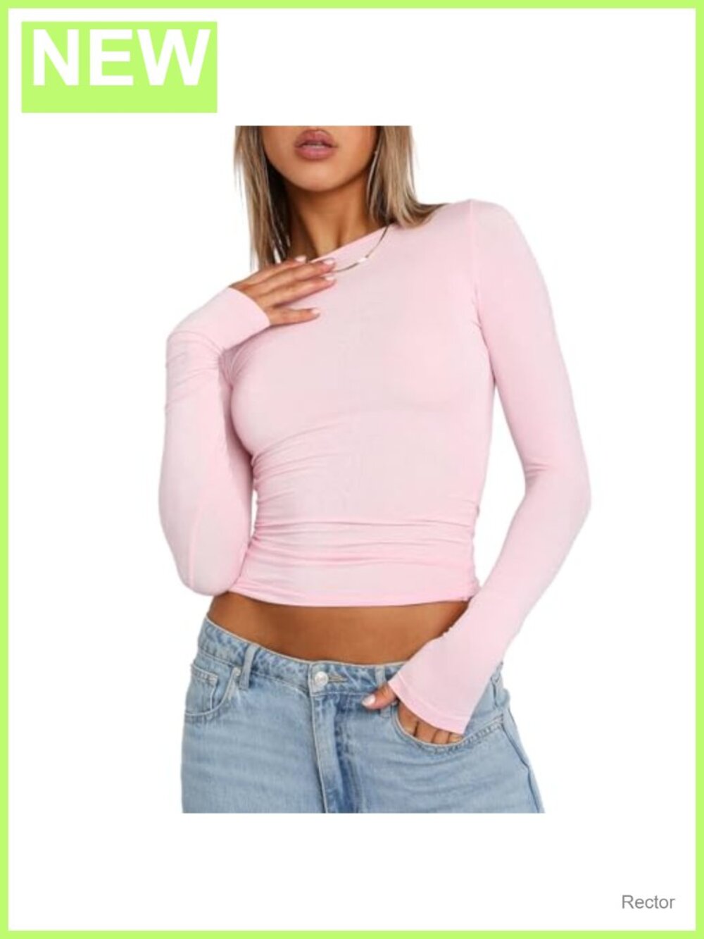 Women's Long Sleeve Slim Fit Crop Top Crew Neck Casual Streetwear Tee